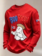 Men's Boricua Halloween Waffle-Knit Long-Sleeve Top