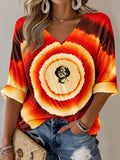 Women's Casual Music Tour Print Waffle-Knit Top
