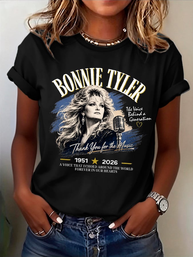 Retro The Voice Behind A Generation Thank You For The Music A Voice That Echoed Around The World Forever In Our Hearts Print T-Shirt