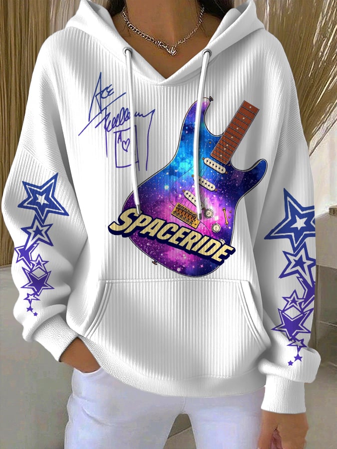 Colored Casual Women's Hooded Printed Sweatshirt