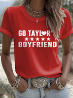 Women's Football Print Crew Neck T-Shirt
