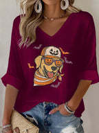 Golden Retriever Dog Halloween Art Printed Long Sleeve Top