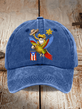 Retro Puerto Rico Print Baseball Cap