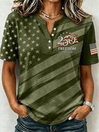 Women'S Casual Independence Day Print Top