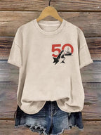 Women's Shark 50th Anniversary Printed Short-Sleeved T-Shirt