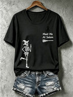 Women's Halloween Meet Me At Salem Print T-Shirt