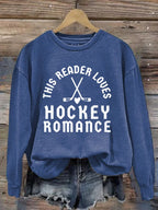 Women's Romantic Ice Hockey Print Long-Sleeved Sweatshirt