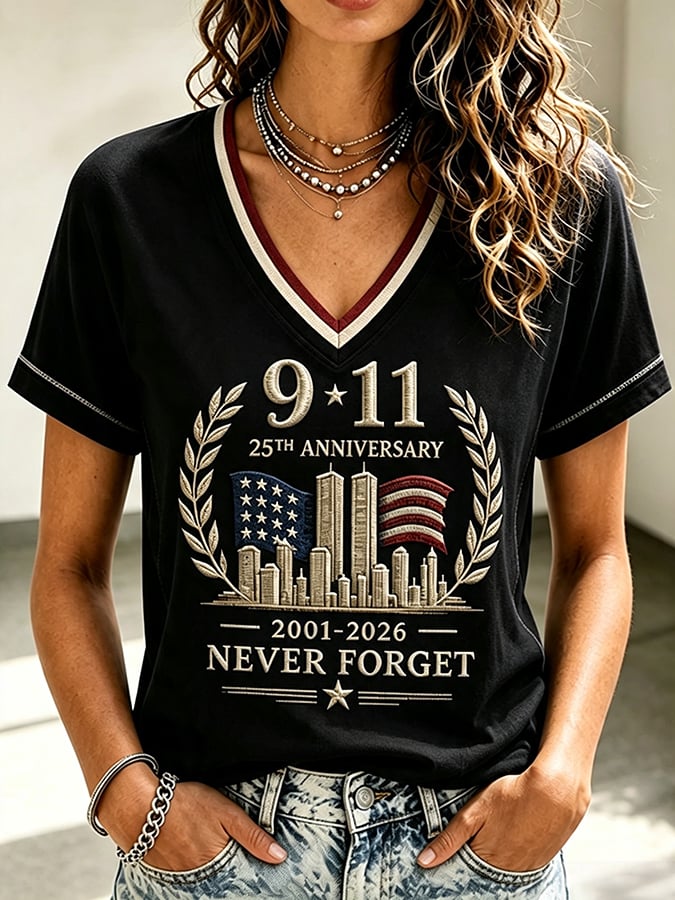 Women's 9.11 Never Forget Printed Casual Tops