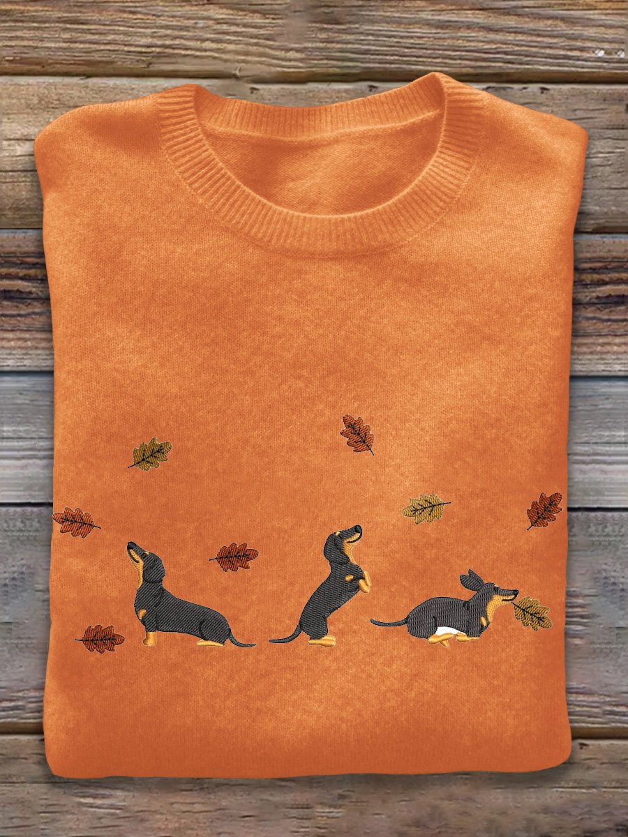 The Season Dachshund Art Print Thin Sweater