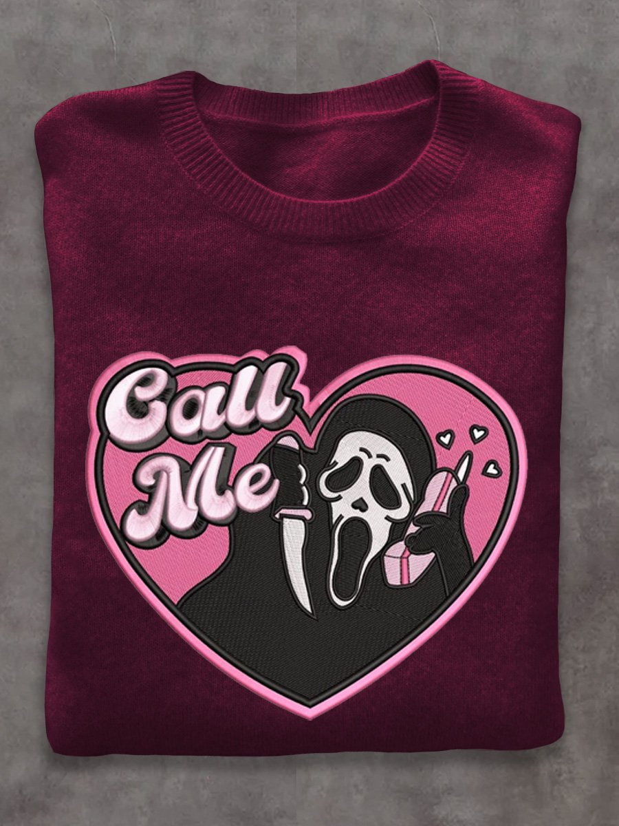 Grim Reaper Call Me Halloween Art Print Thin Sweater