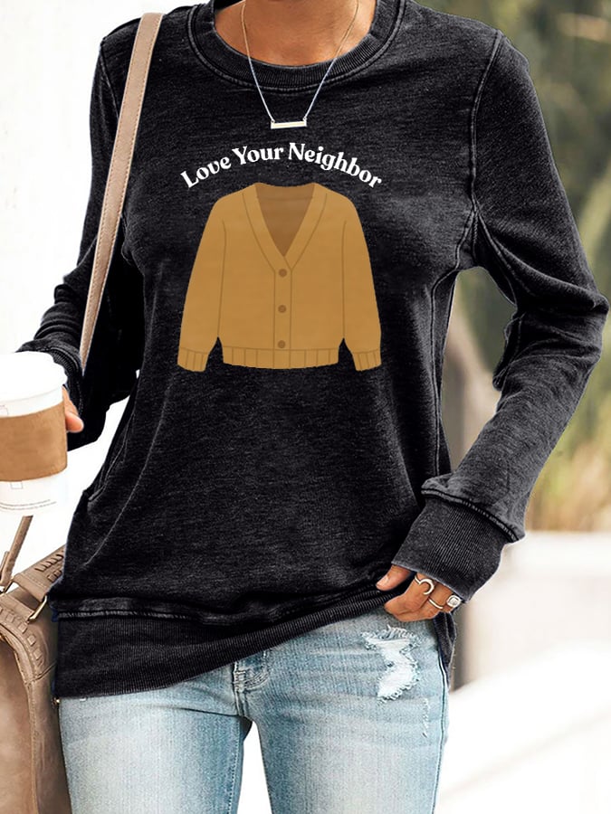 Retro Love Your Neighbor Print Sweatshirt