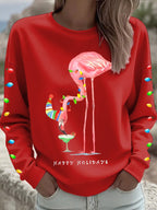 Women's Christmas Flamingo Light String Print Sweatshirt