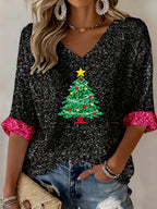 Women's Christmas Tree Print Shirt