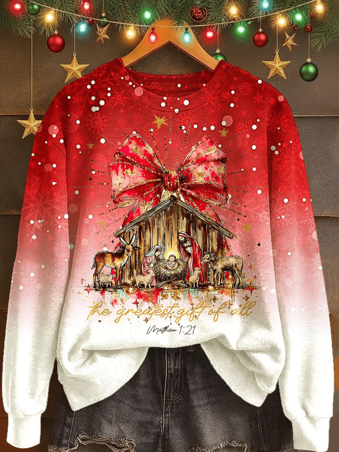 Women's Christmas Faith Print Sweatshirt
