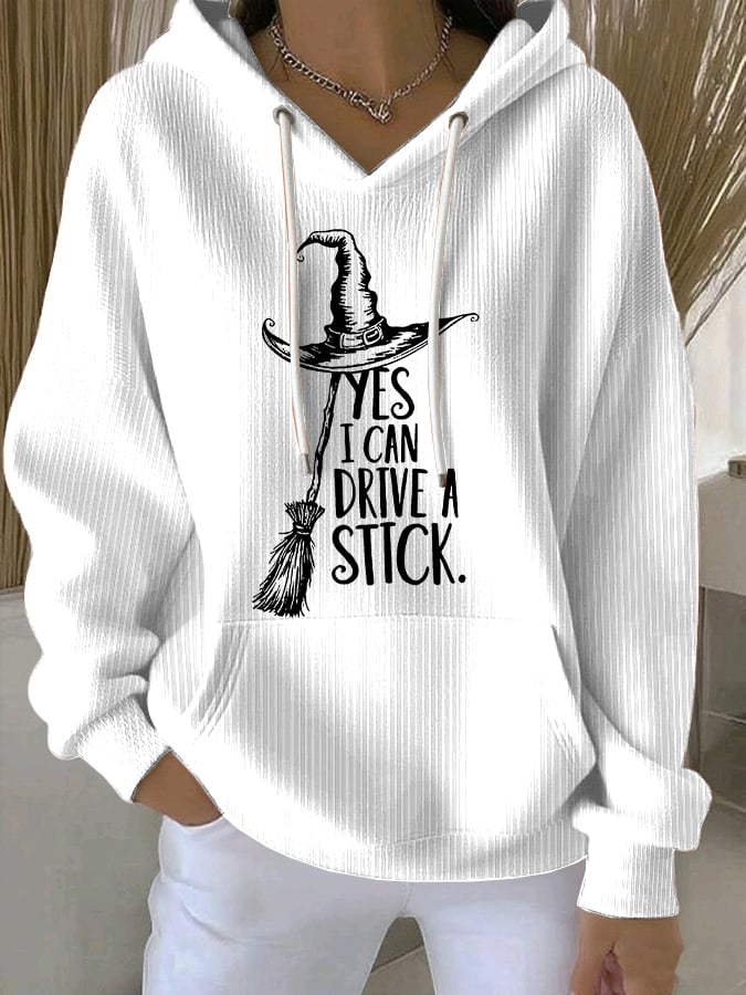 Women's Yes I Can Drive A Stick Print Casual Sweatshirt