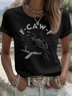 Women's F-Caw-F Raven Print Casual T-shirt