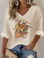 Golden Retriever Dog Halloween Art Printed Long Sleeve Top