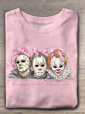 Women's Halloween Crew Neck Print T-Shirt