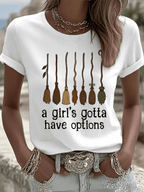 Women's Halloween Printed Round Neck T-Shirt