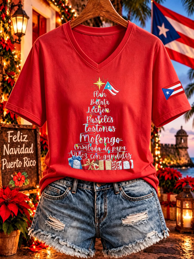 Women's Boricua Christmas Print Top