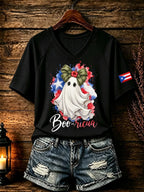 Women's Puerto Rico Halloween Print T-Shirt