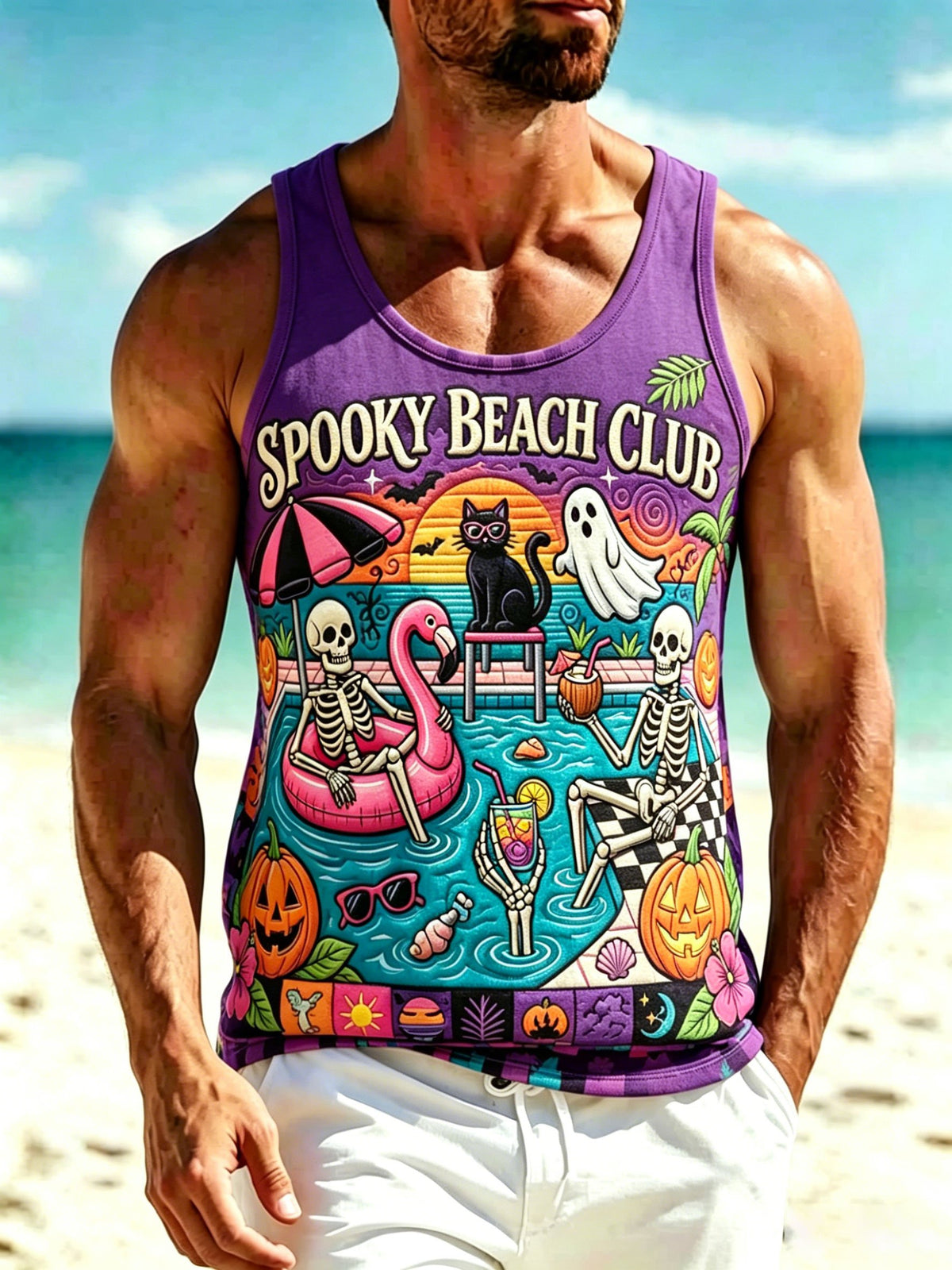 Men's Halloween Print Casual Vest