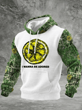 Men's Music Print Checkered Hooded Sweatshirt