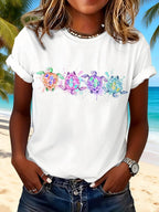 Retro Vacation Watercolor Sea Turtle Print T-Shirt