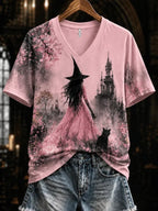 Women's Halloween Witch Print T-shirt