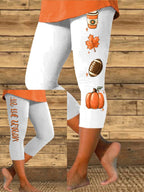 Women's Tis The Season Football Print Casual Leggings
