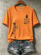 Women's Halloween Meet Me At Salem Print T-Shirt
