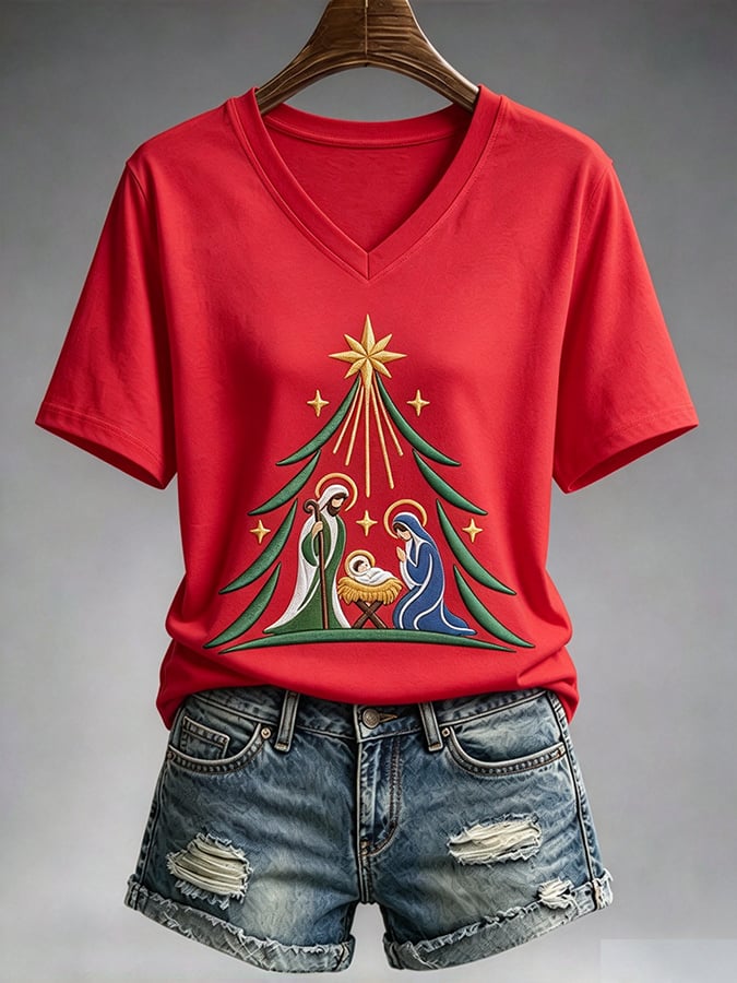 Women's Christmas Nativity Print Casual Sweatshirt