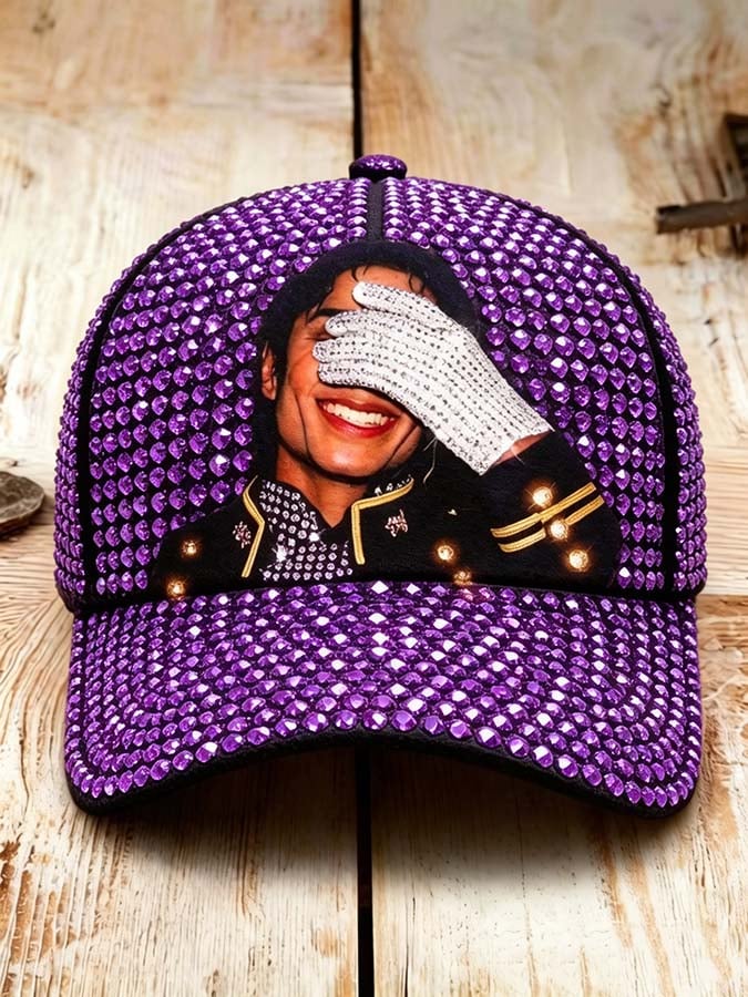 Unisex Retro Commemorative Baseball Cap: "King of Music" Faux Rhinestone Print