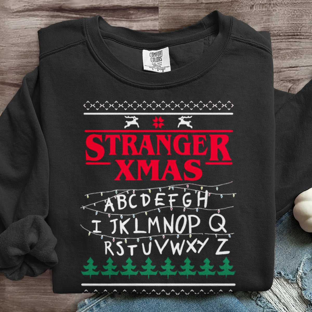 Christmas Things Upside Down Hawkins Indiana National Park Upside Down 80s Horror Art Print Sweatshirt