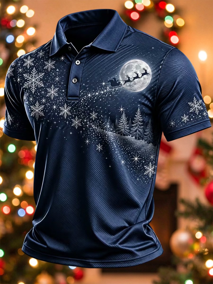 Men's Casual Christmas Short-Sleeve Polo Shirt