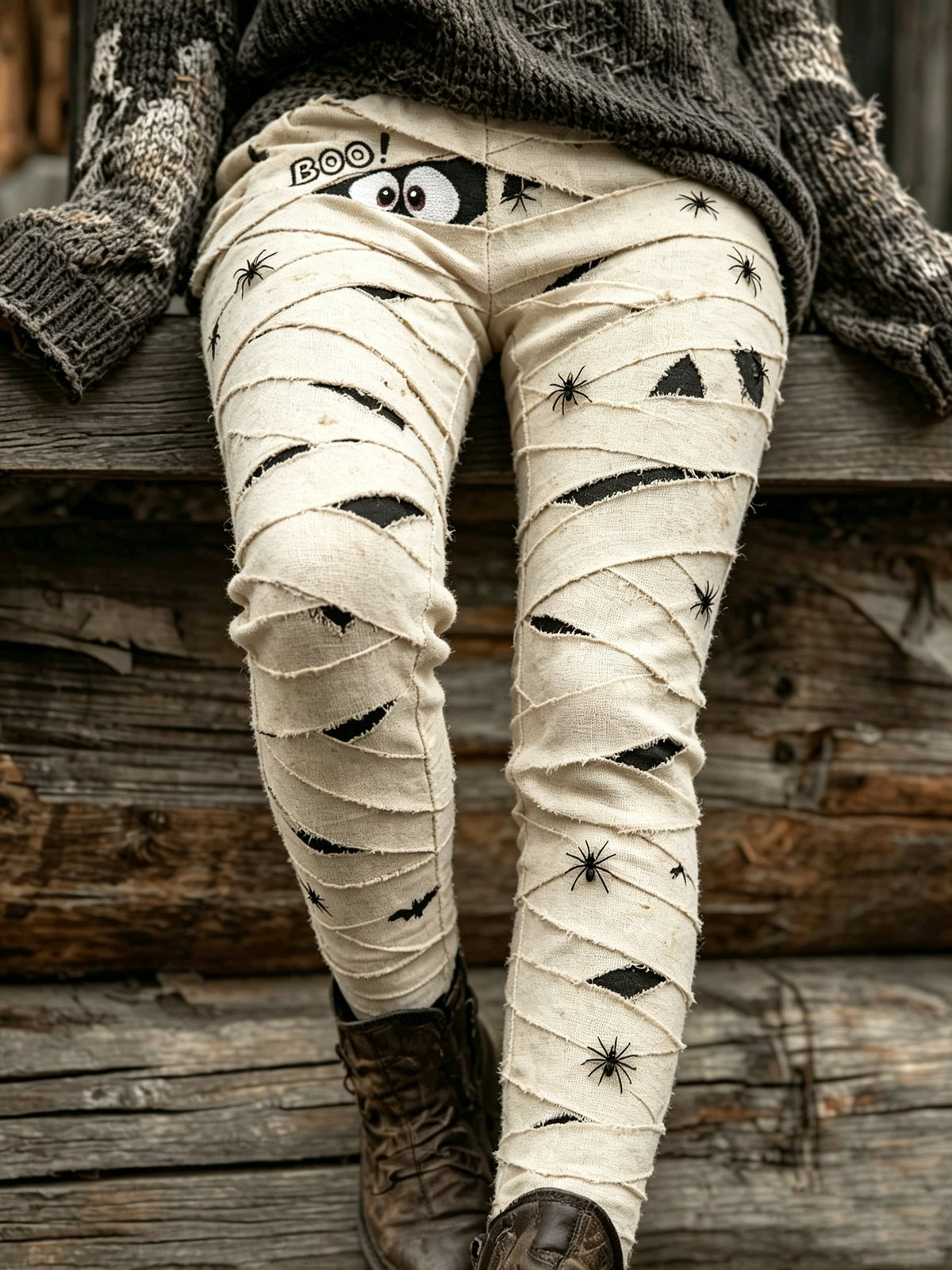 Women's Retro Halloween Monsters Print Leggings
