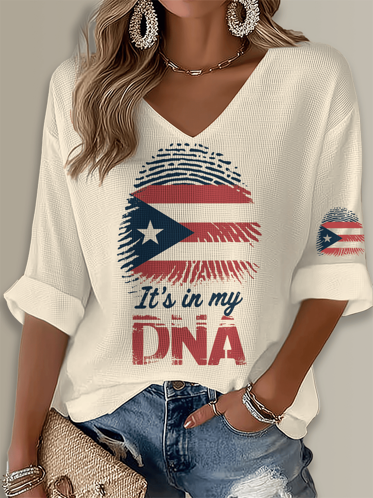 Puerto Rico DNA Printed Long Sleeve Top