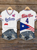 Women's Puerto Rico Basketball Print Casual T-Shirt