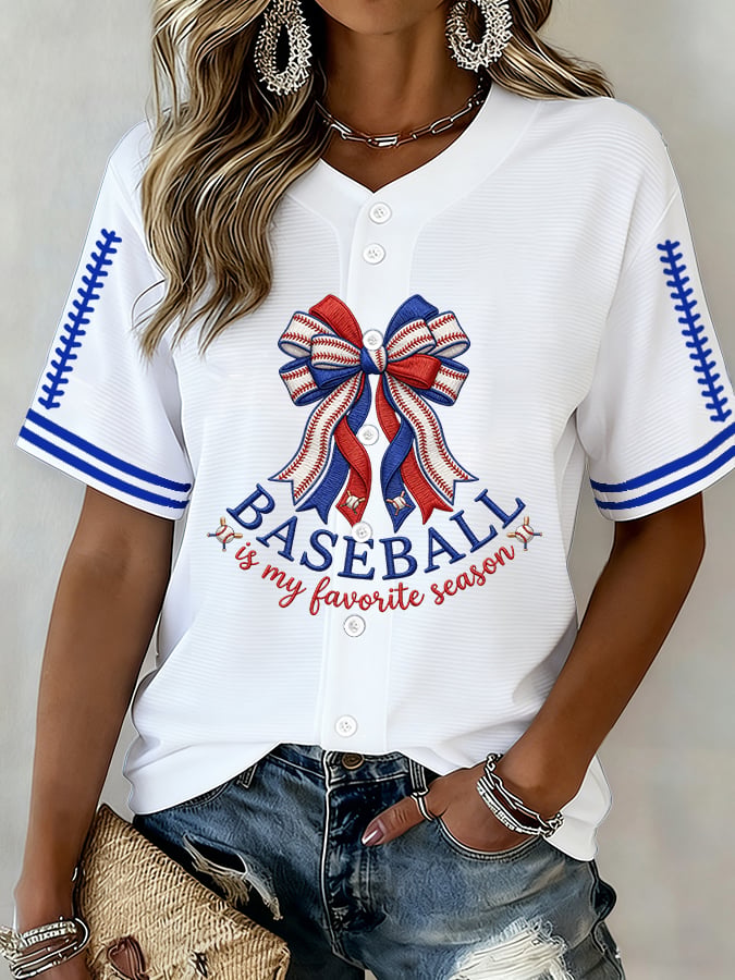 Women's  Baseball  Print Shirt