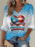 Puerto Rico Li Navidad Christmas Printed Long Sleeve Top