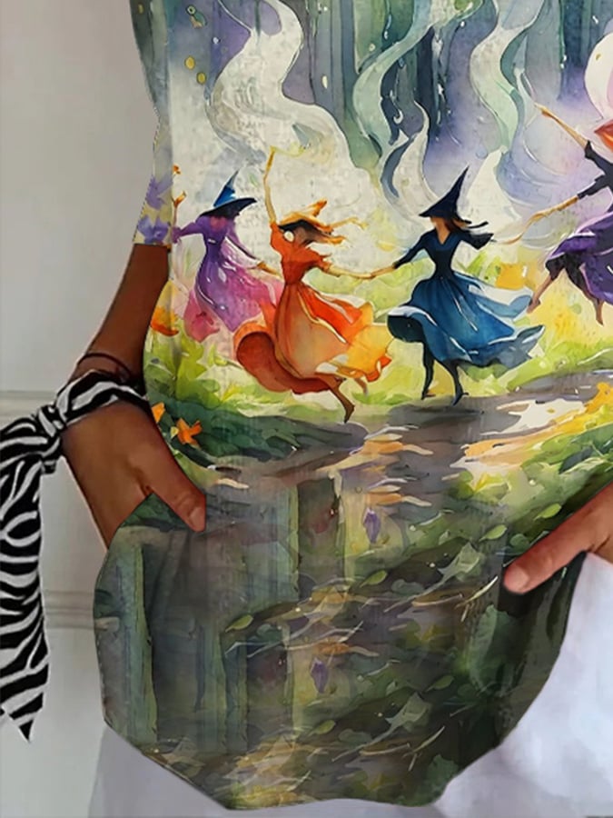 Women's Halloween Witch Print Top
