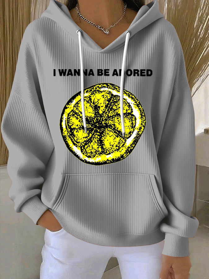 Women's Music Print Casual Hoodie