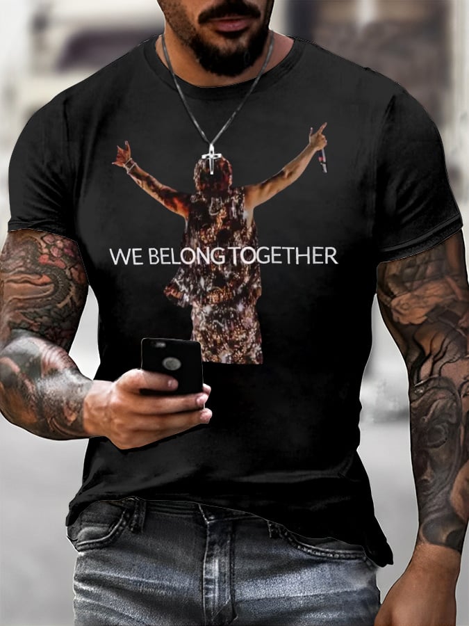 Men's Singer-Print Casual Short-Sleeved T-Shirt