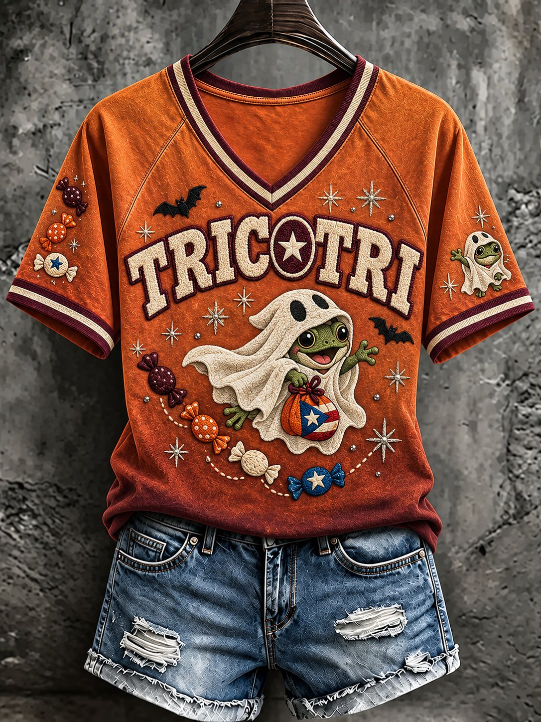 Women'S Puerto Rico Halloween Print T-Shirt