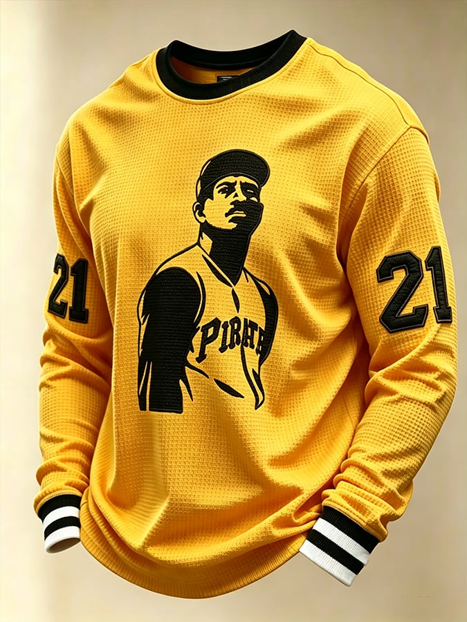 Men's Puerto Rico Baseball Print Long-Sleeve T-Shirt