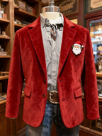 Men's Christmas suede blazer with brooch