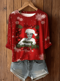 Merry Christmas King of Rock and Roll Printed Raglan Top