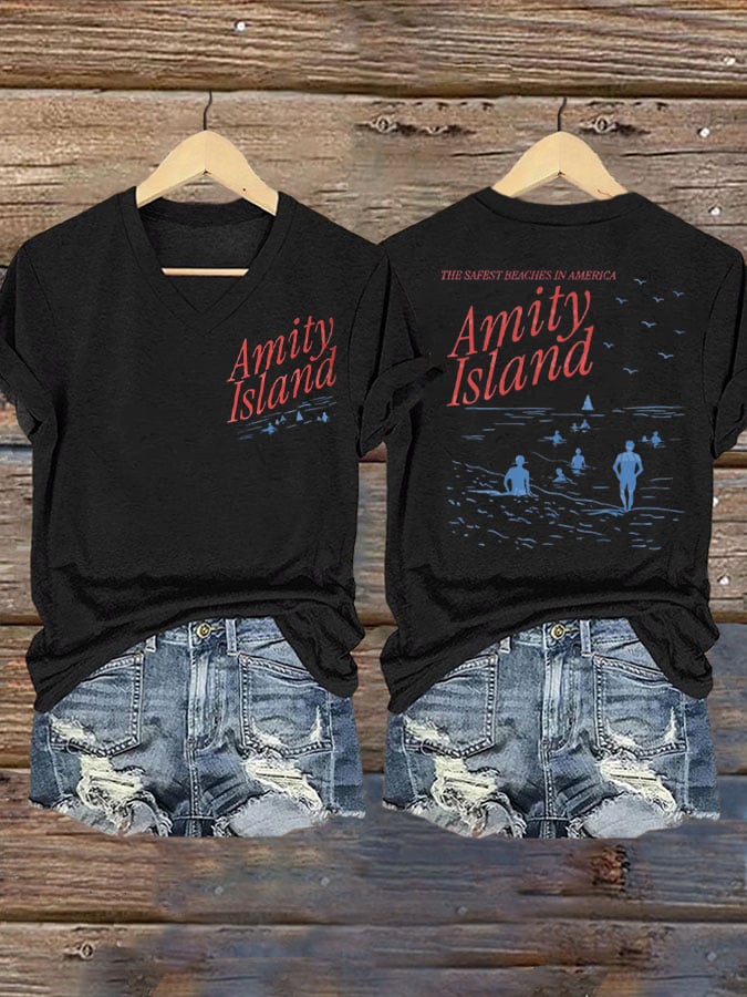 Women's Amity Island 1975 Printed Short-Sleeved T-Shirt