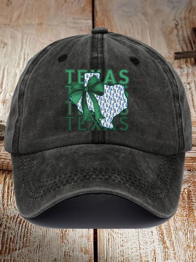 Retro Texas Strong Green Bow Print Baseball Cap