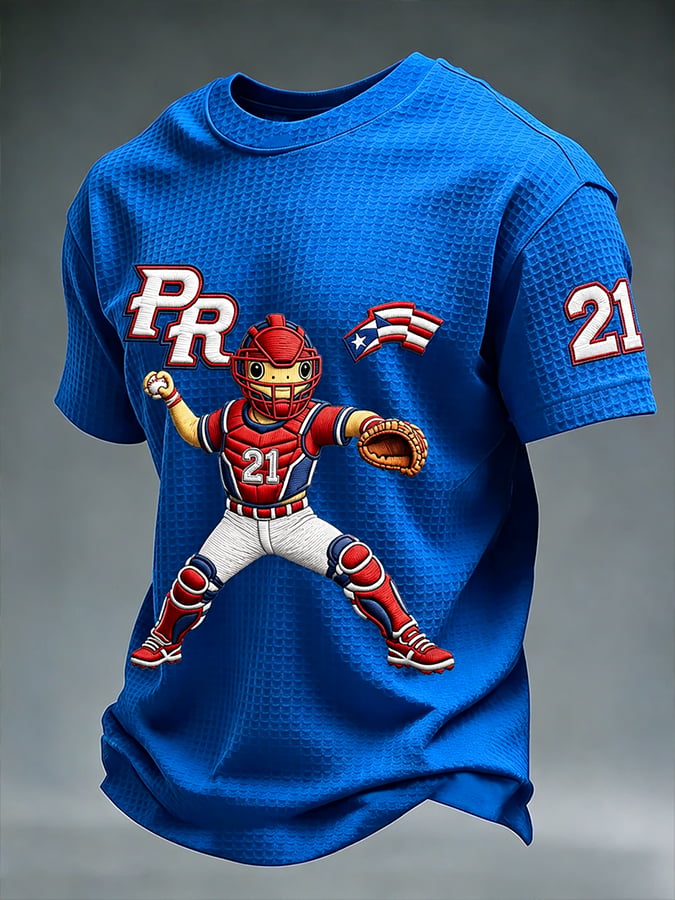Men's Puerto Rico Baseball Print Short-Sleeve T-Shirt